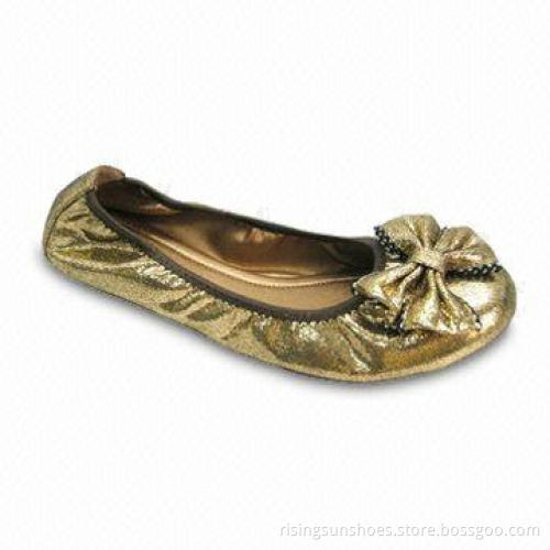 Women's Ballet Dance Shoe, Shiny Material Upper with Bow Decoration, Cute Design for Young Girls